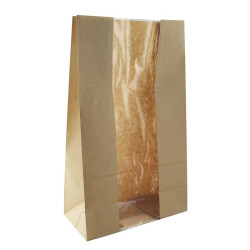 Sac SOS papier kraft brun avec fenêtre 22,5 x 12 x 37,5 cm - 125 unités
