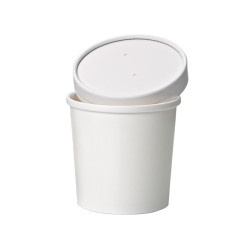Pot carton blanc chaud et froid 490 ml Diam: 9,7 cm 9,7 x 7,5 x 10 cm - 50 unités