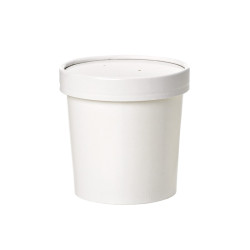 Pot carton blanc chaud et froid avec couvercle carton 350 ml  Diam: 9 cm 9x7,3x8,5 cm x 25 unités