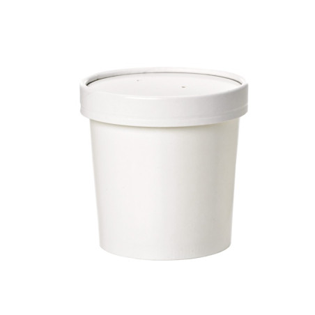 Pot carton blanc chaud et froid avec couvercle carton 960ml Ø116mm - 25 unités