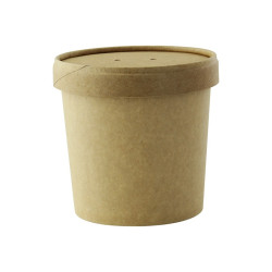 Pot carton brun chaud et froid avec couvercle carton H85mm 350ml - 25 unités