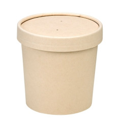 Pot carton fibre de bambou chaud et froid avec couvercle 350 ml Diam: 9 cm 9 x 7,3 x 8,6 cm - 25 unités