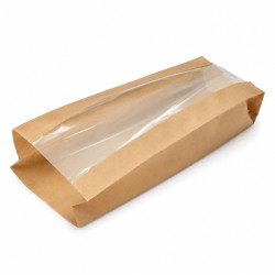 Sac baguette à fenêtre papier kraft brun 10 x 4 x 58 cm - 1000 unités