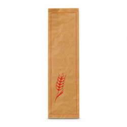 Sac à pain papier kraft brun décor rouge  - 18 cm x 7 cm x 61 cm - 500 unités
