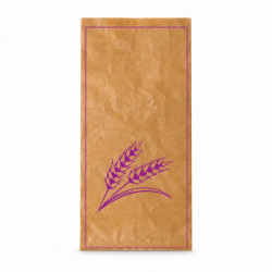 Sac à pain papier kraft brun décor violet 24 x 11 x 49 cm - 1000 unités
