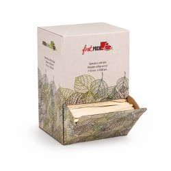 Spatule à café bois à bouts arrondis en boite distributrice 0,5 x 11 cm - 2000 unités