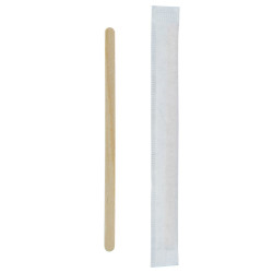 Spatule à café bois emballée individuellement 0,5 x 11 cm - 1000 unités