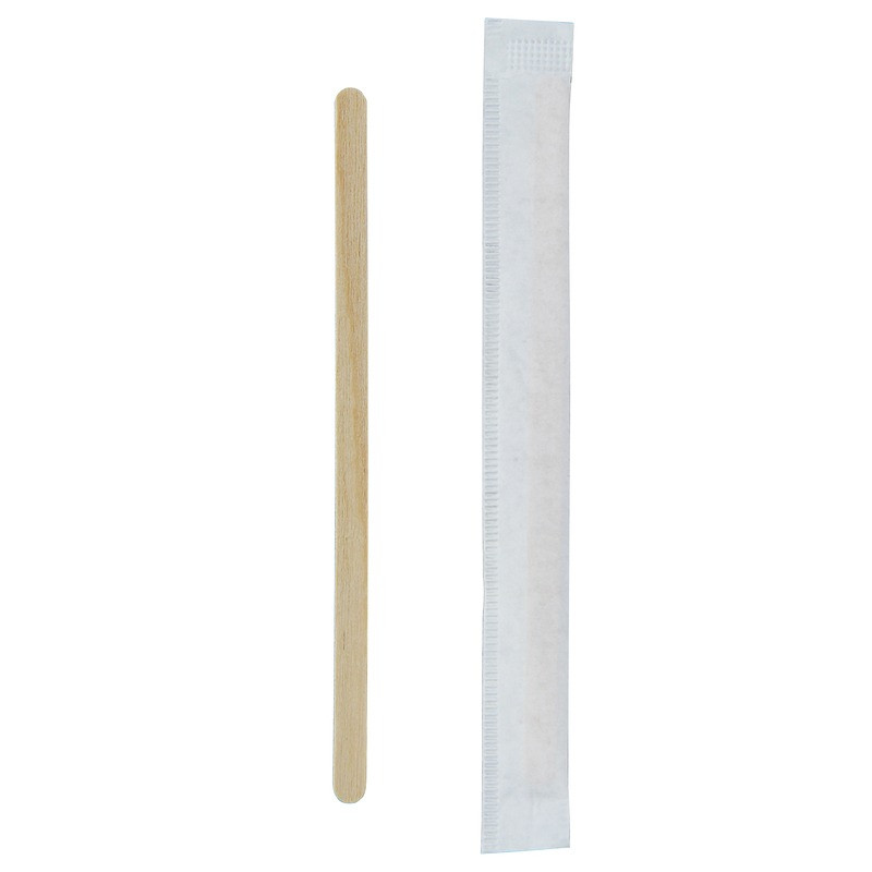 Spatule à café bois emballée individuellement 0,5 x 11 cm - 1000 unités