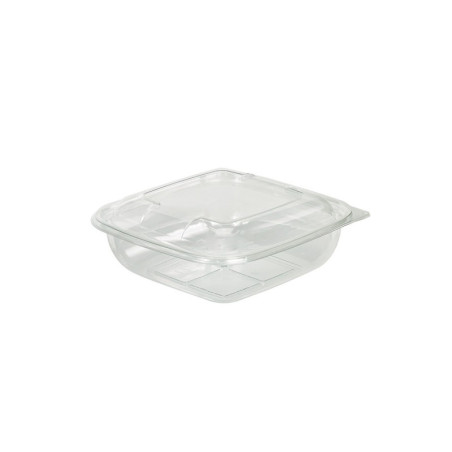 Saladier PET carré transparent 1000 ml 19 x 19 x 5,5 cm - 150 unités