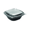Saladier PET carré noir avec couvercle 1000 ml 19 x 19 x 5,5 cm x 150 unités