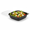 Saladier PET carré noir avec couvercle 1000 ml 19 x 19 x 5,5 cm x 150 unités