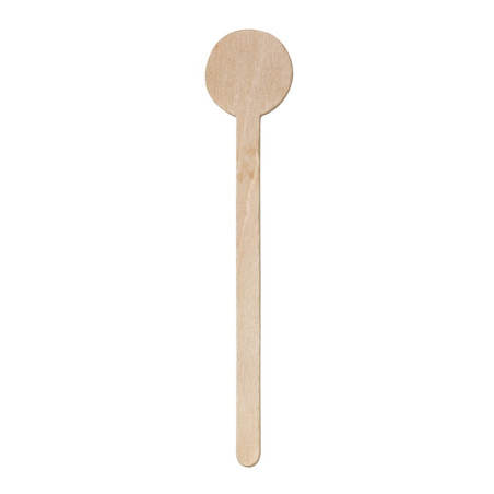Spatule à café bois à bout rond Diam: 2,2 cm 2,2 x 0,1 x 18 cm - 500 unités