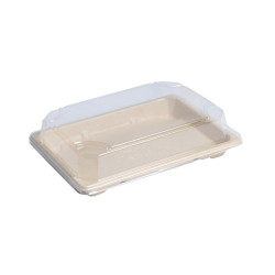 Barquette pulpe avec couvercle PS transparent "Itto" 18,8 x 13 x 1,5 cm - 50 unités