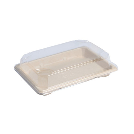 Barquette pulpe avec couvercle PS transparent "Itto" 18,8 x 13 x 1,5 cm - 50 unités
