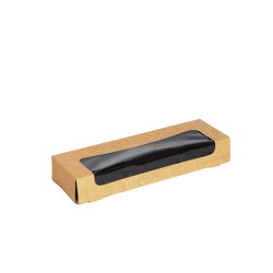 Boîte sushi avec fenêtre antibuée pour 14-16 pieces 240x72mm H35mm - 50 unités