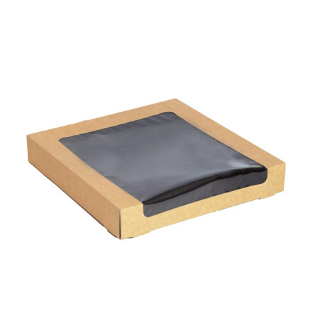 Boîte sushi avec fenêtre antibuée pour 40-60 pieces 250x250mm H40mm - 50 unités
