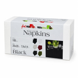 Serviette cocktail coton noir  - 20 cm x 19,5 cm - 100 unités