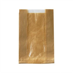 Sac papier kraft brun à fenêtre 22 x 6 x 14 cm - 1000 unités