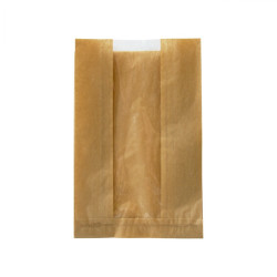Sac papier kraft brun à fenêtre 28 x 7 x 18 cm - 1000 unités