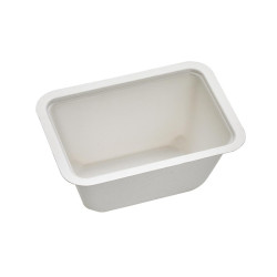 Barquette scellable pulpe laminée PLA  - 500 ml - 13,7 cm x 9,5 cm x 6,3 cm. - 100 unités