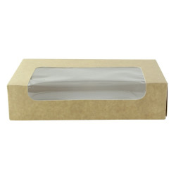 Boite carton kraft laminé à fenêtre 19 x 11,3 x 4,4 cm - 50 unités