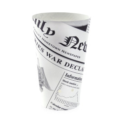 Gobelet snack refermable perforé carton blanc décor journal 480 ml Diam: 8,8 cm 8,8 x 6 x 15,7 cm - 50 unités
