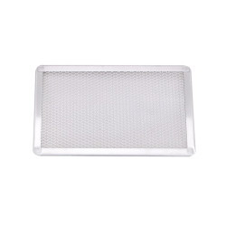 Grille à pizza rectangulaire aluminium à fond ajouré 300x200, H10 mm - 12 unités