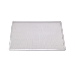 Grille à pizza rectangulaire aluminium à fond ajouré 600x400, H10 mm - 12 unités