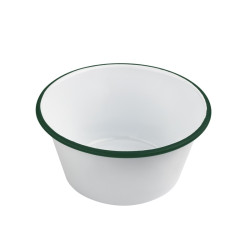 Enamel bol profond bords droits acier emaillé blanche /bord vert  1500ml - diam.180mm h90mm - 12 unités