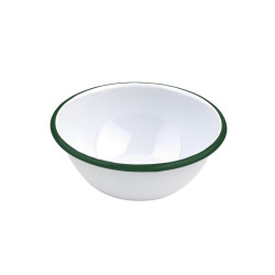 Enamel bol profond acier emaillé blanche /bord vert 550ml - diam.158mm h65mm - 12 unités