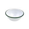 Enamel bol profond acier emaillé blanche /bord vert 550ml - diam.158mm h65mm - 12 unités
