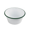 Enamel bol profond bords droits acier emaillé blanche /bord vert 750ml - diam.140mm h65mm - 12 unités