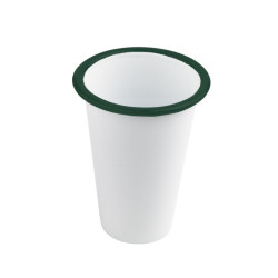Enamel gobelet emaillé blanche /bord vert 400ml - diam.90mm h90mm - 12 unités