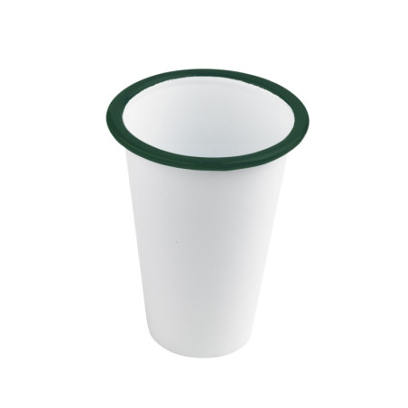 Enamel gobelet emaillé blanche /bord vert 400ml - diam.90mm h90mm - 12 unités