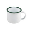 Enamel mug acier emaillé blanche /bord vert 150ml - diam.80mm h60mm - 12 unités