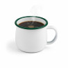 Enamel mug acier emaillé blanche /bord vert 150ml - diam.80mm h60mm - 12 unités