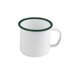 Enamel mug acier emaillé blanche /bord vert 250ml - diam.90mm h70mm - 12 unités