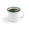 Enamel mug acier emaillé blanche /bord vert 250ml - diam.90mm h70mm - 12 unités