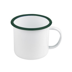 Enamel mug acier emaillé blanche /bord vert 350ml - diam.100mm h75mm - 12 unités