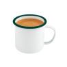 Enamel mug acier emaillé blanche /bord vert 750ml - diam.130mm h100mm - 12 unités