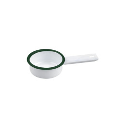 Enamel mini casserole blanche avec bord vert 50ml - 12 unités