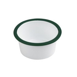 Enamel pot bord droit acier emaillé blanche /bord vert  160ml - diam.90mm h45mm - 12 unités
