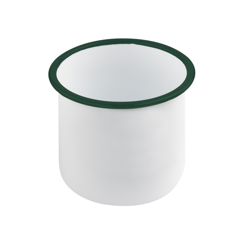 Enamel delipotacier emaillé blanche /bord vert 1200ml - diam.120mm h120mm - 12 unités