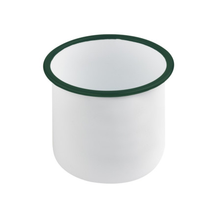 Enamel delipotacier emaillé blanche /bord vert 1200ml - diam.120mm h120mm - 12 unités