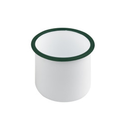 Enamel delipotacier emaillé blanche /bord vert 350ml - diam.80mm h80mm - 12 unités