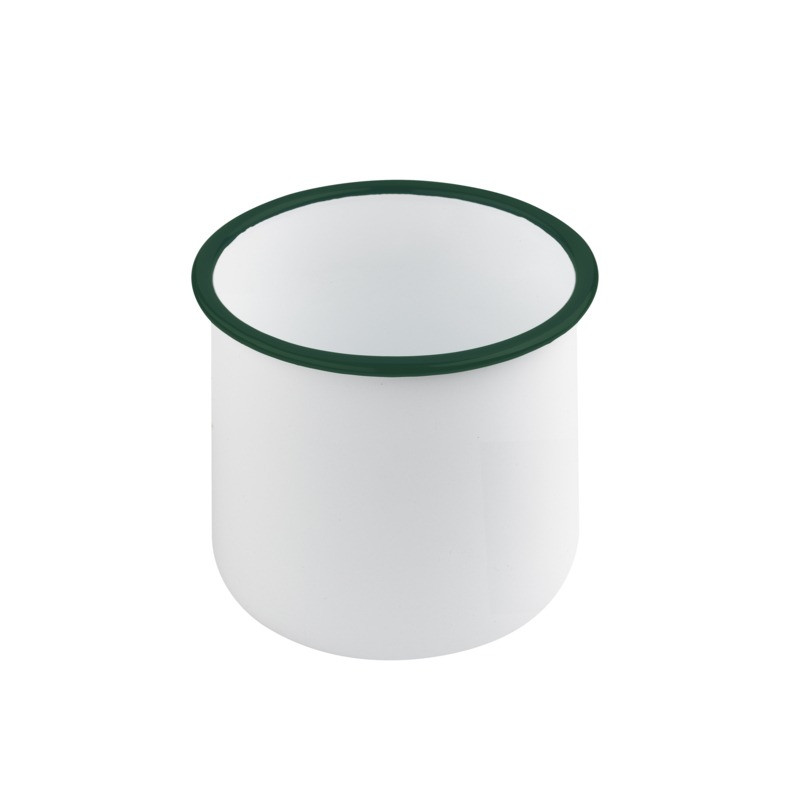 Enamel delipotacier emaillé blanche /bord vert 730ml - diam.100mm h100mm - 12 unités