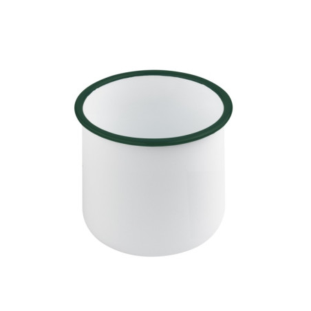 Enamel delipotacier emaillé blanche /bord vert 730ml - diam.100mm h100mm - 12 unités