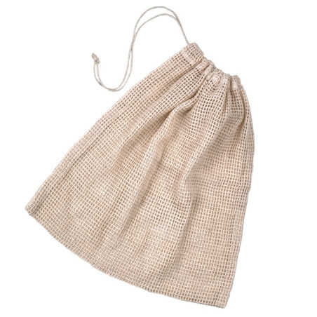 Sac en filet coton naturel avec fermeture en cordelette 300mm H340mm - 50 unités