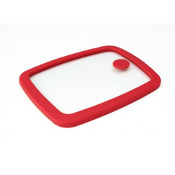 Couvercle GN 1/2 verre trempé et silicone avec 2 bouchons silicone  325x265mm H17mm - 6 unités