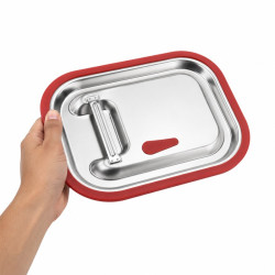 Couvercle 1/2 silicone inox 325x265mm H15mm - 6 unités